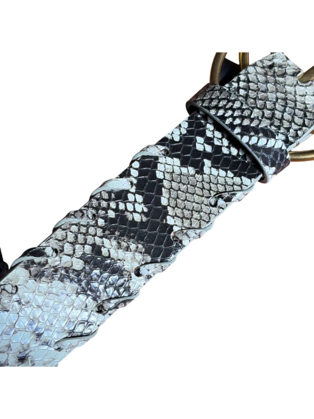 Cabi Serpent Belt Leather Snake Print Womens Medium Gold Ring Buckle - Picture 3 of 6